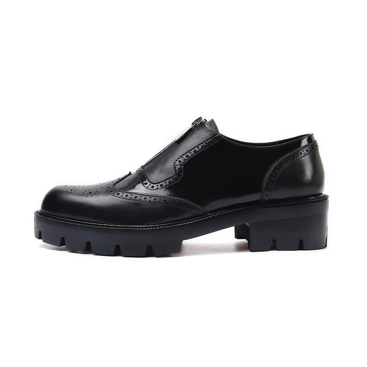 Classic Front Zip Brogue Shoes