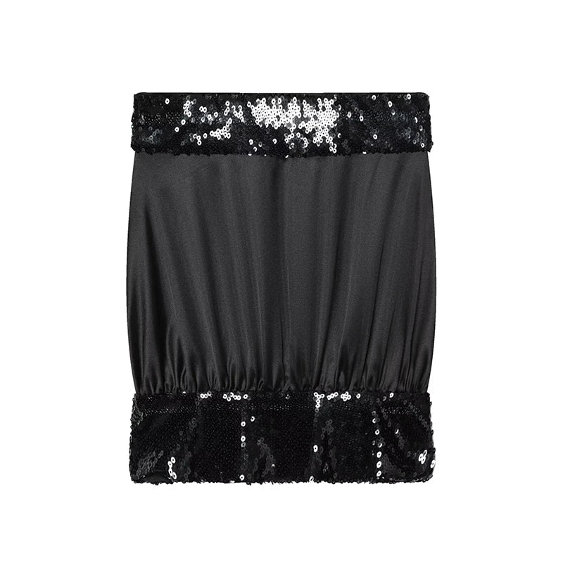 Stunning Sequins Satin Crop Top