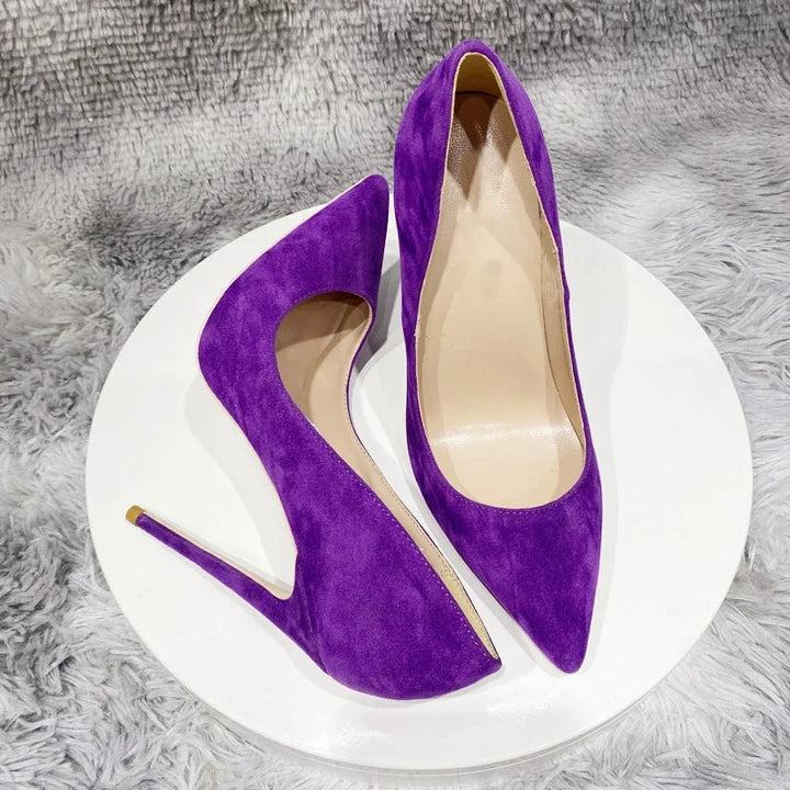 Trendy Suede Flock Stiletto Heels