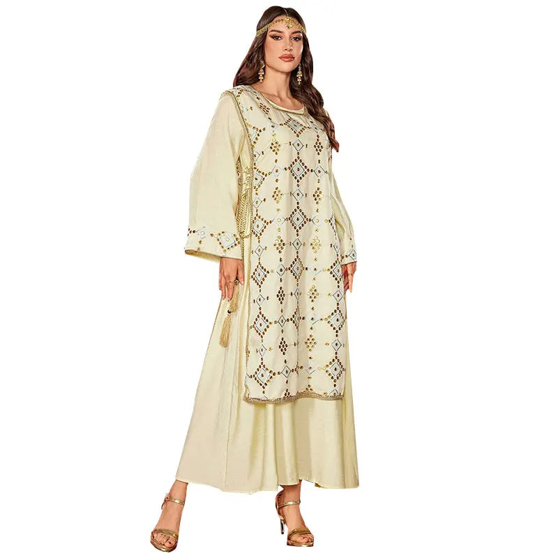 Luxury Sequined Two-Piece Floor-Length Dress