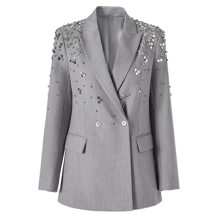 Sparkly Beaded Double Breasted Blazer