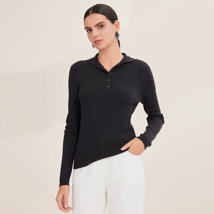 Lovely Merino Wool Polo Sweater