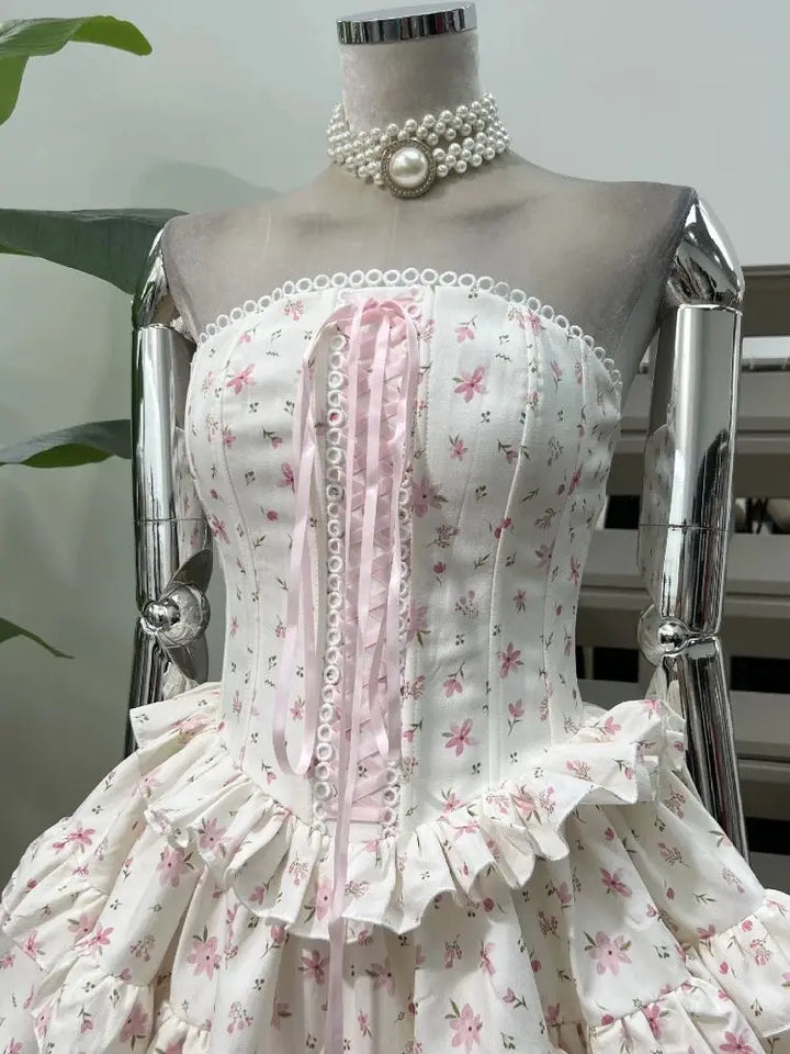 Luxury Lace Printed Two-Pieces Mini Dress