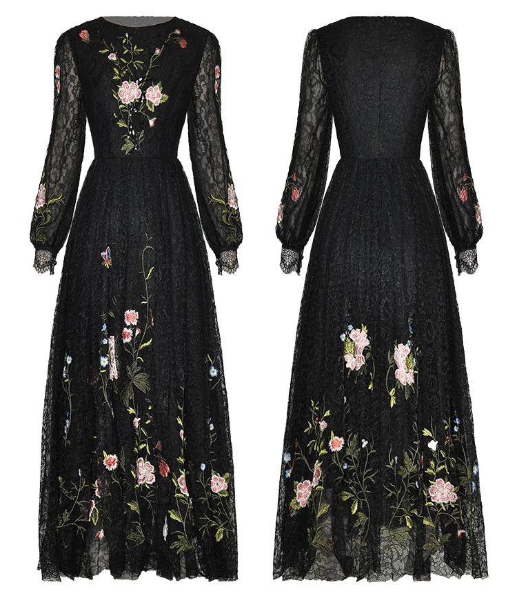 Sequins Embroidery A-LINE Slim Dress