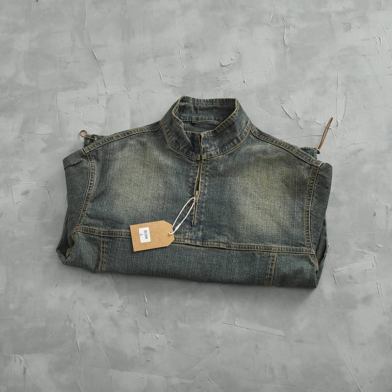 Vintage Denim Pullover Jacket