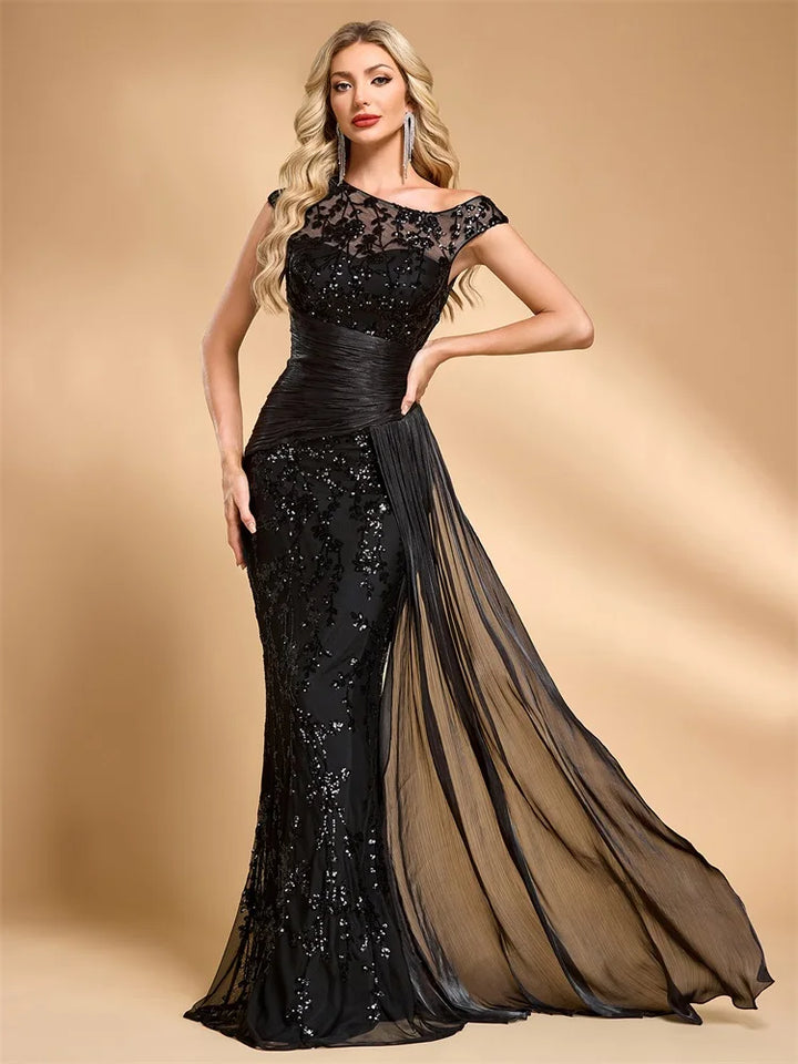 Sweet Sequin Ribbon Formal Dress