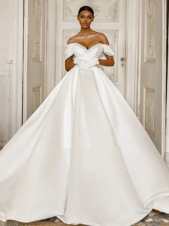 Glamorous Beading Pearls Bridal Dress