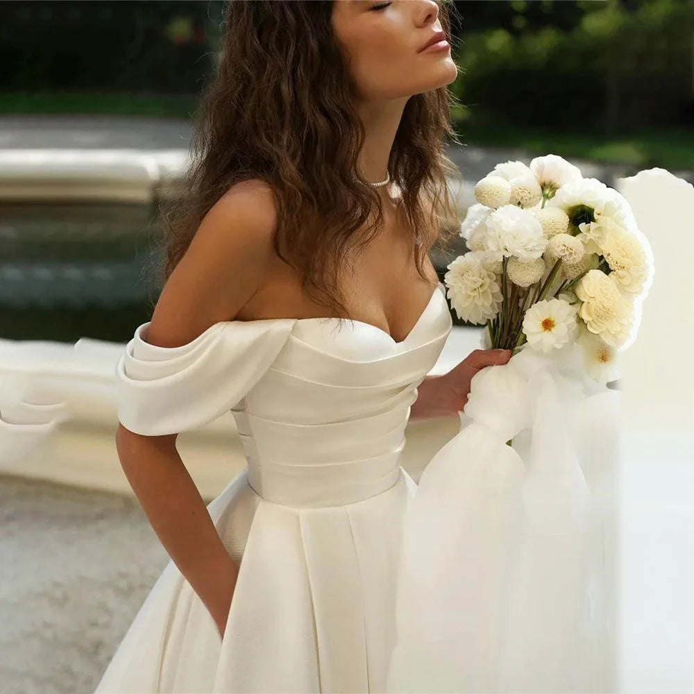 Romantic A-Line Pleated Bridal Dress