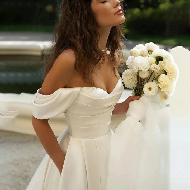 Romantic A-Line Pleated Bridal Dress