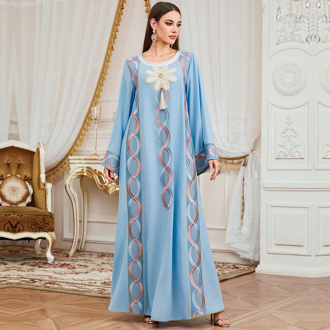 Stylish Floral Embroidery Traditional Abaya Dress