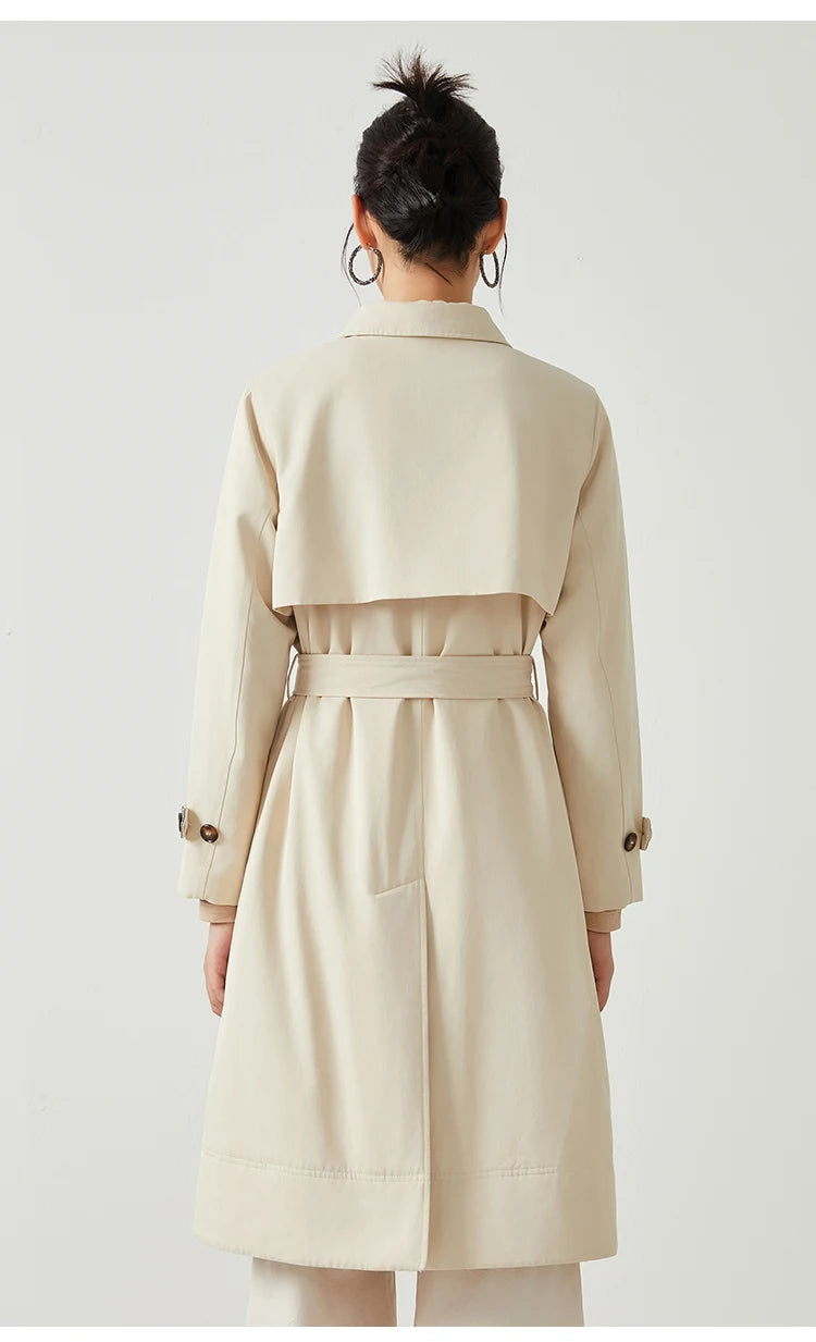 Stylish Cotton Blend Long Trench Coat