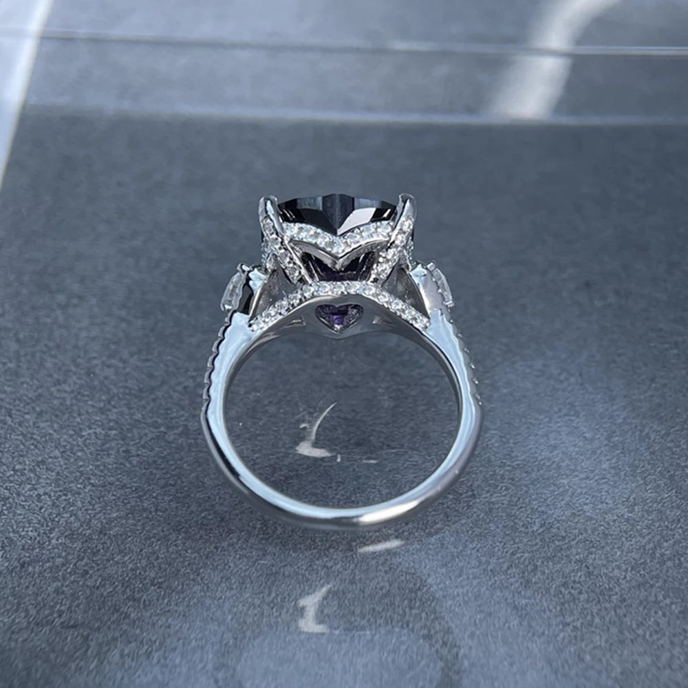 Fine Amethyst High Carbon Diamond Ring