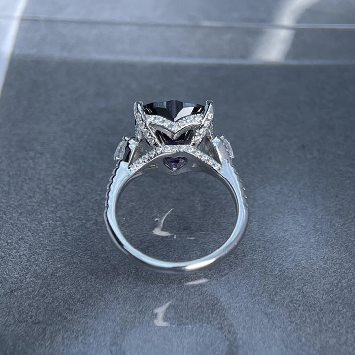 Fine Amethyst High Carbon Diamond Ring