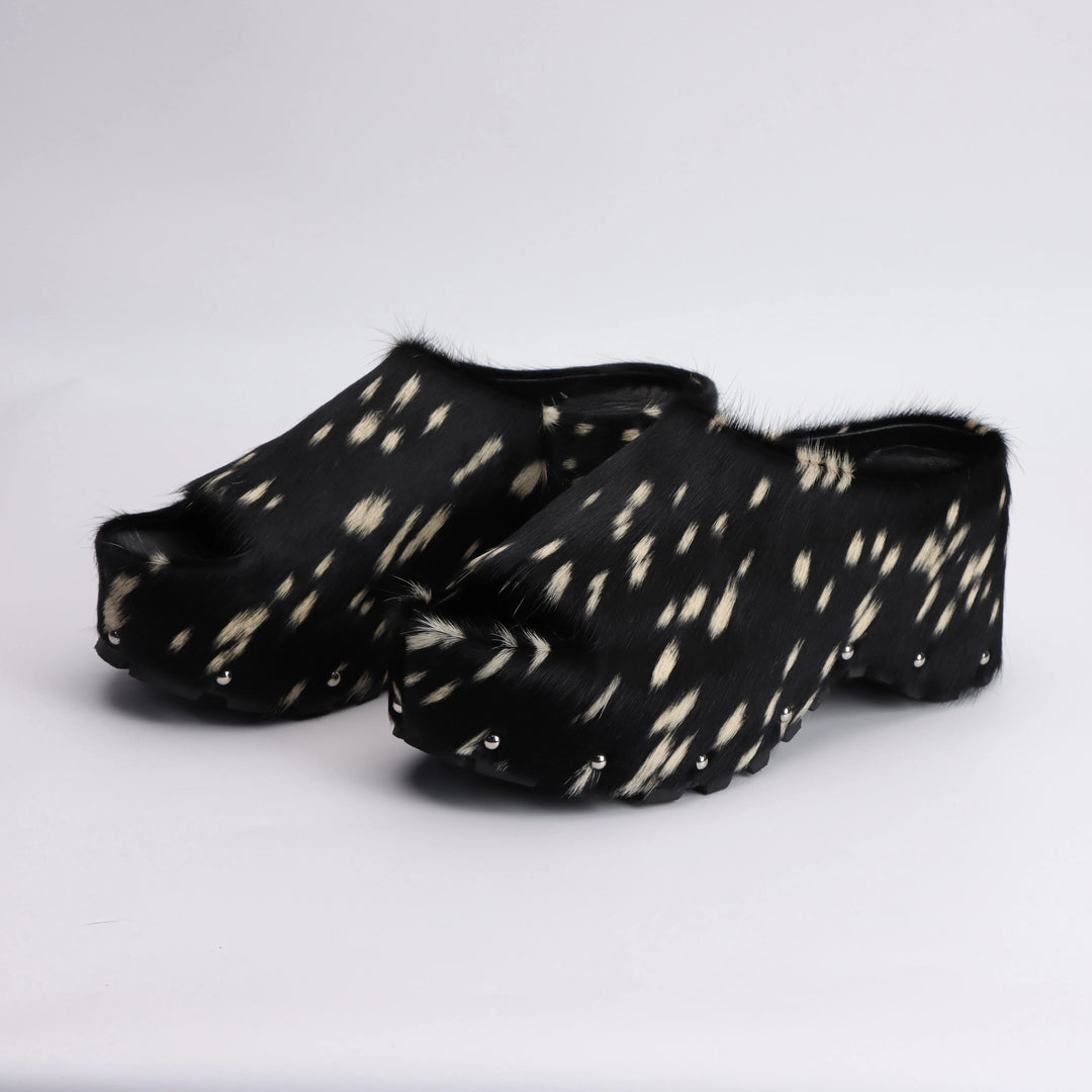 Soft Calf Hair Slip-On Mules