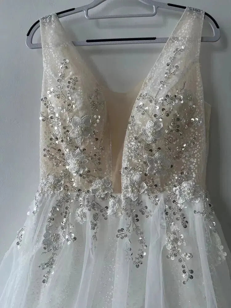 Appliques Beading Boho Bridal Gown