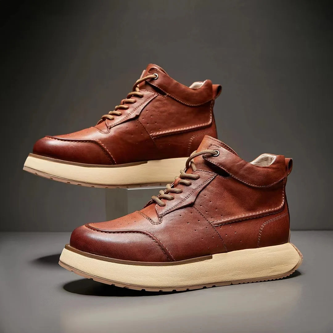 Retro Round-toe Leather Riding Shoes