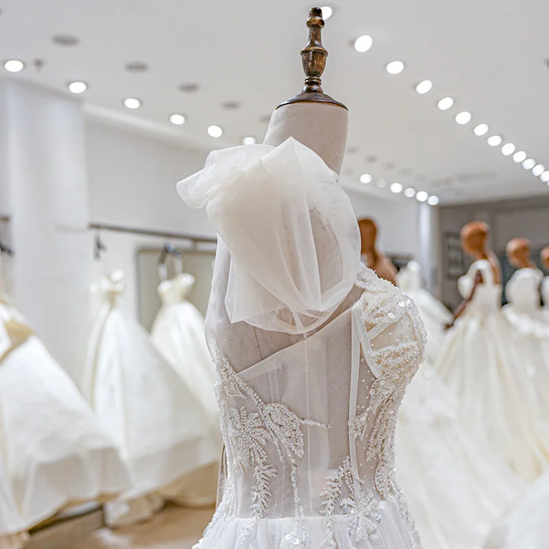 Shiny A-Line Backless Wedding Dress