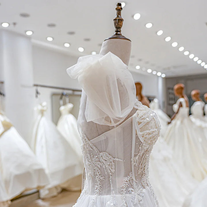 Shiny A-Line Backless Wedding Dress