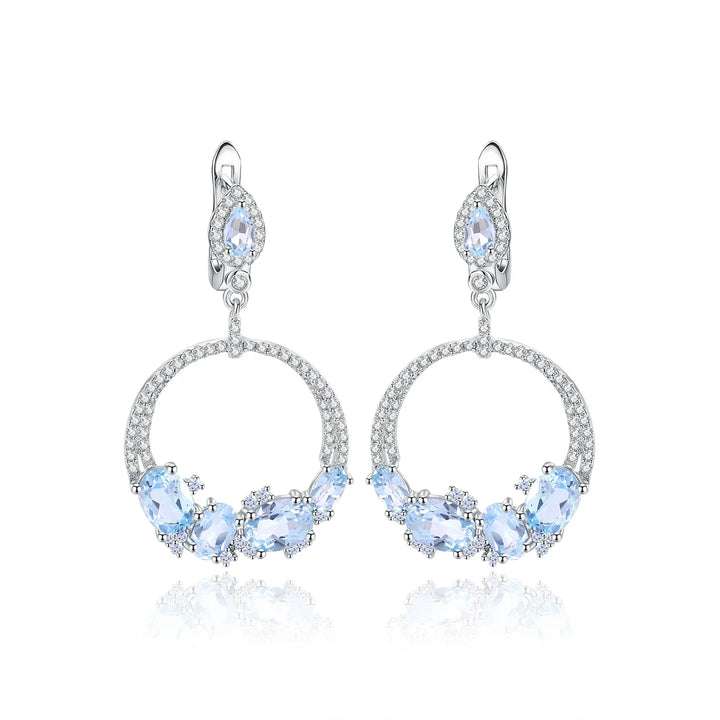 Shiny Topaz Statement Dangle Earrings