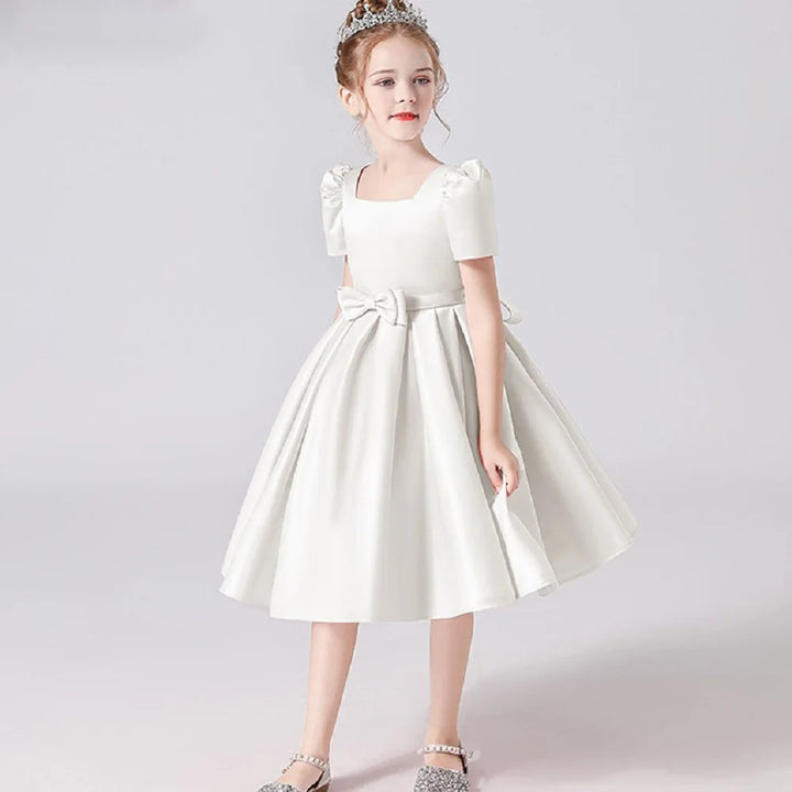 Elegant Square Collar Girl's Evening Dress
