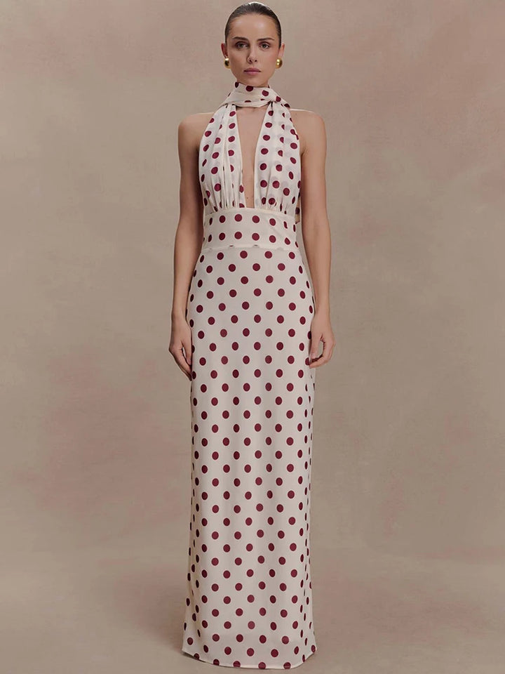 Classic Halter Deep V Neck Dress