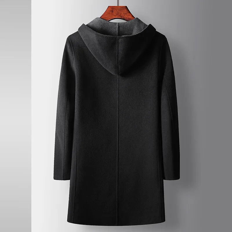 Magnificent Hooded Woolen Overcoat