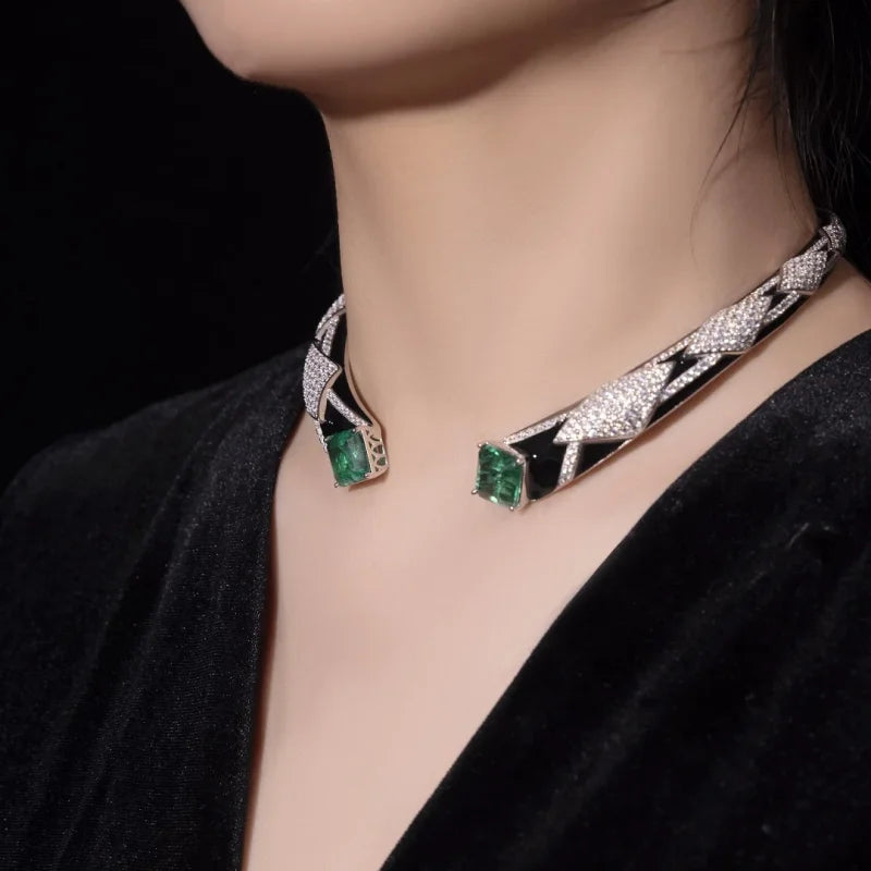 Luxury Synthetic Zircon Choker Necklace