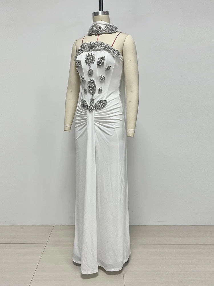 Light Luxury Crystal Beaded Long Dress