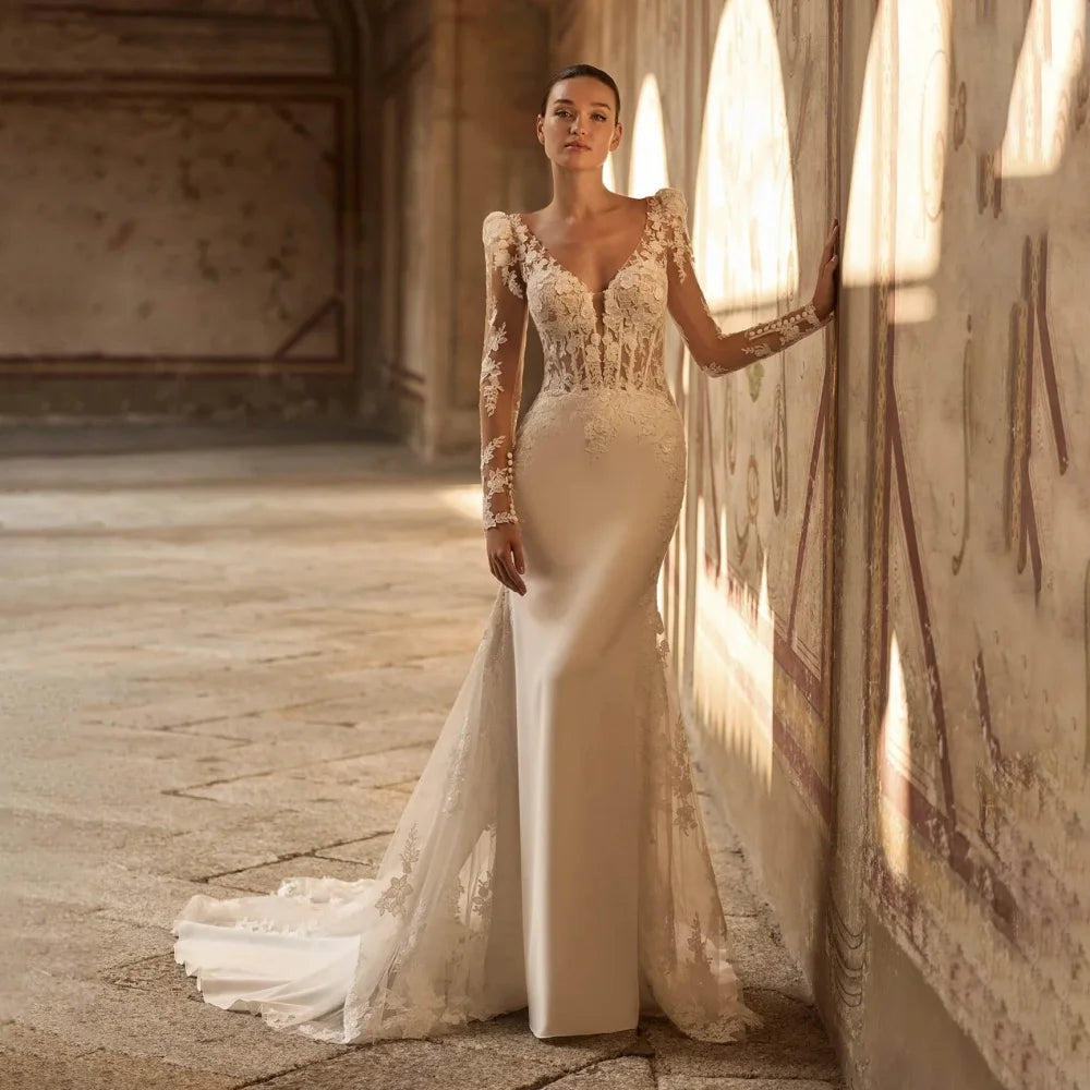 Modern Lace Detailing Wedding Gown