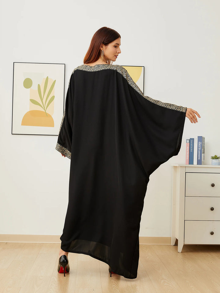 Luxury Ultra Black Long Loose Kaftan