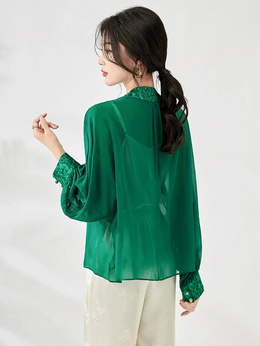 Versatile Real Silk Embroidery Blouse