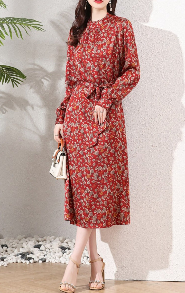 Long Sleeve Mulberry Silk Women's Skirt Dress| All For Me Today