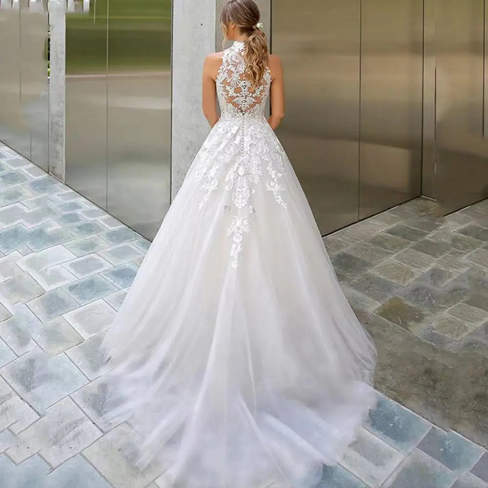 Beautiful High Neck Bridal Gown