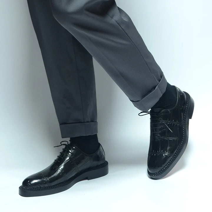 Elegant Social Genuine Leather Black Oxfords Shoes
