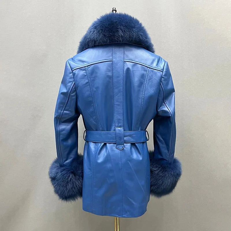 Fur Collar Real Leather Jacket