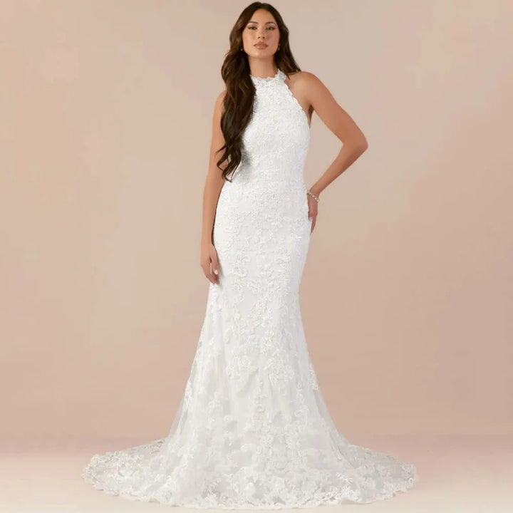 Beautiful Scalloped Collar Wedding Dress