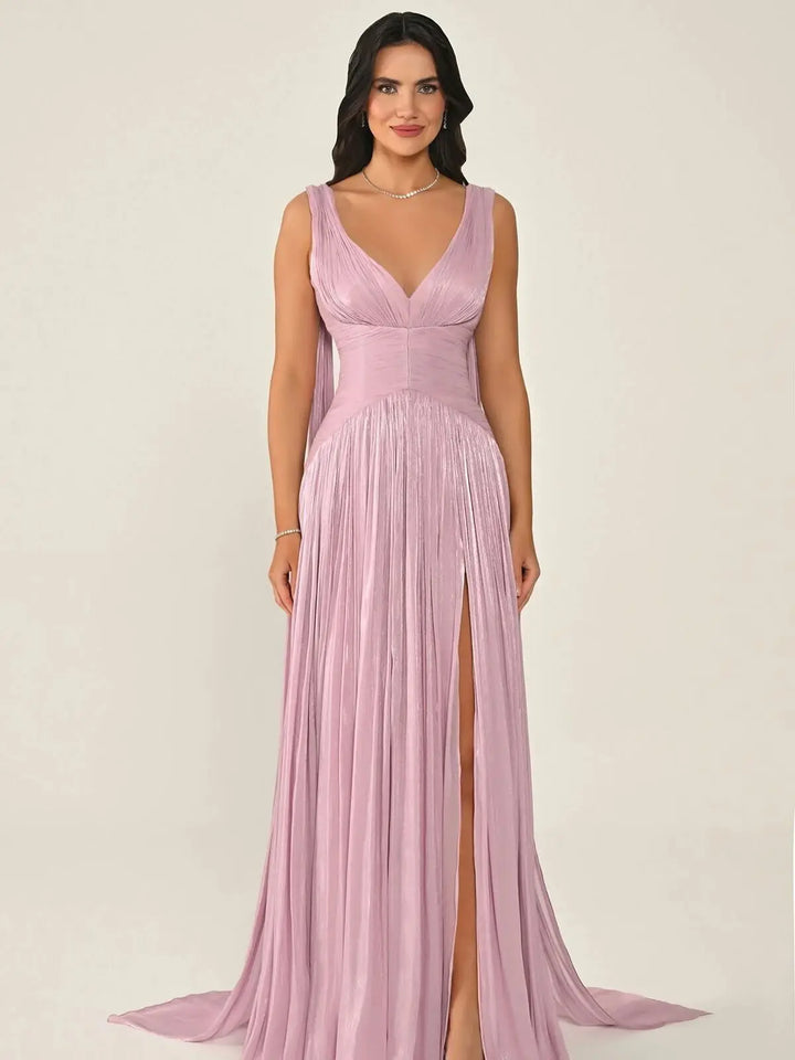 Lovely High Slit Lace-Up Prom Gown