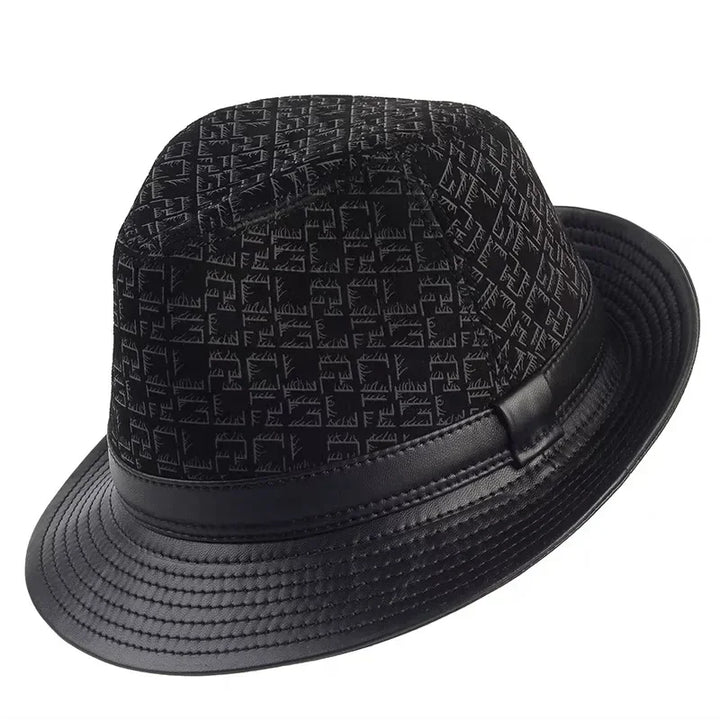Stylish Black Geometry Real Leather Hat