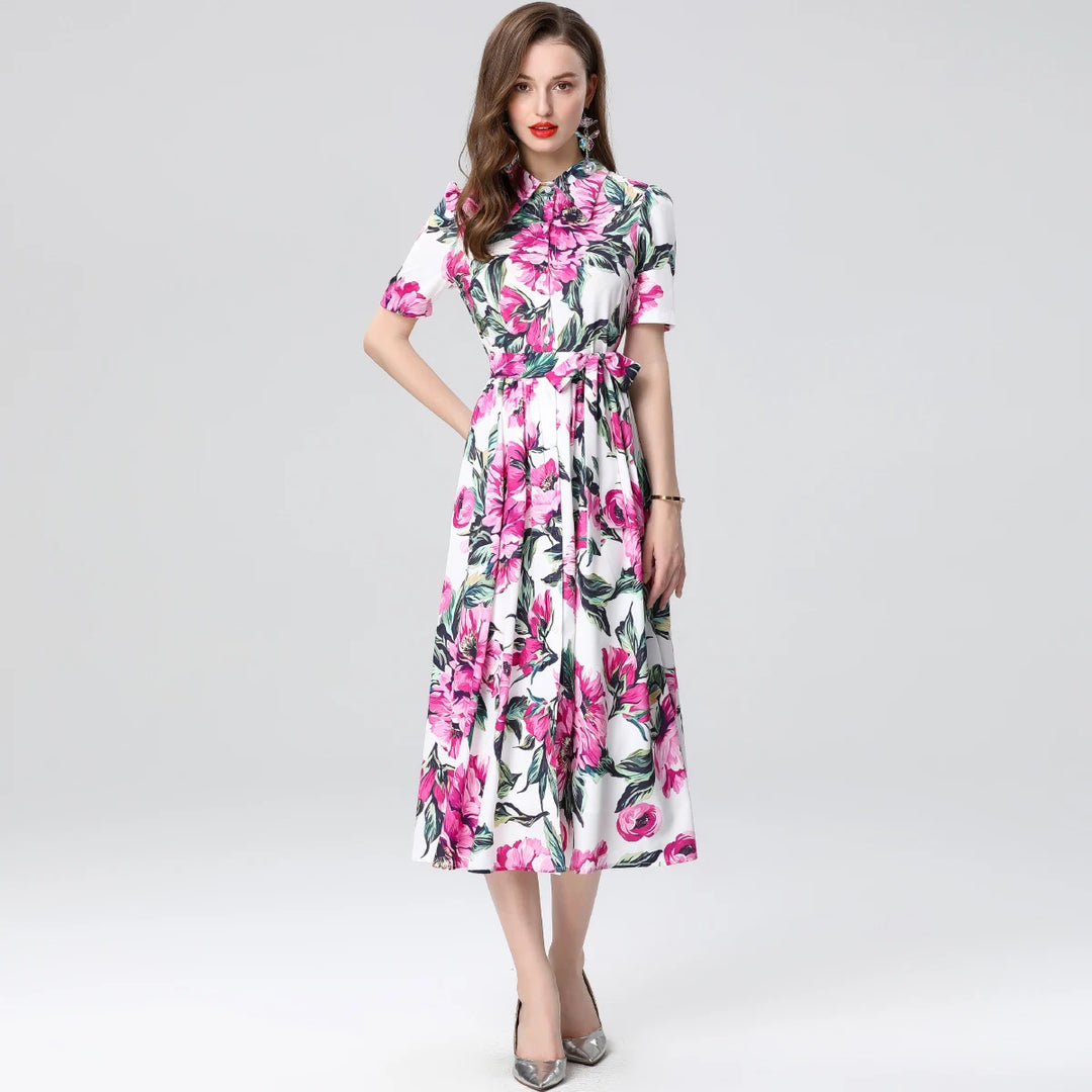 Timeless Elegance Printed Boho Flower Dress