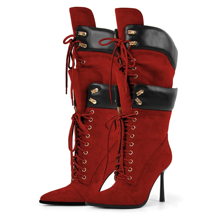 Smarty Lace-Up High Heel Boots