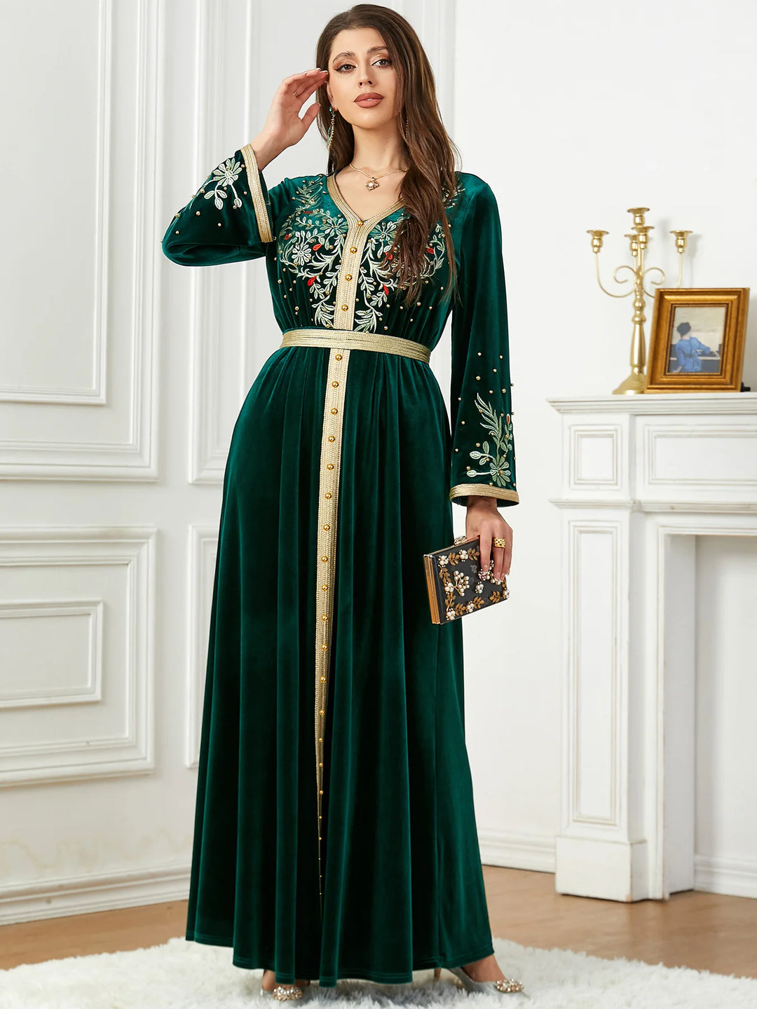 Velvet Embroidery Morocco Abaya