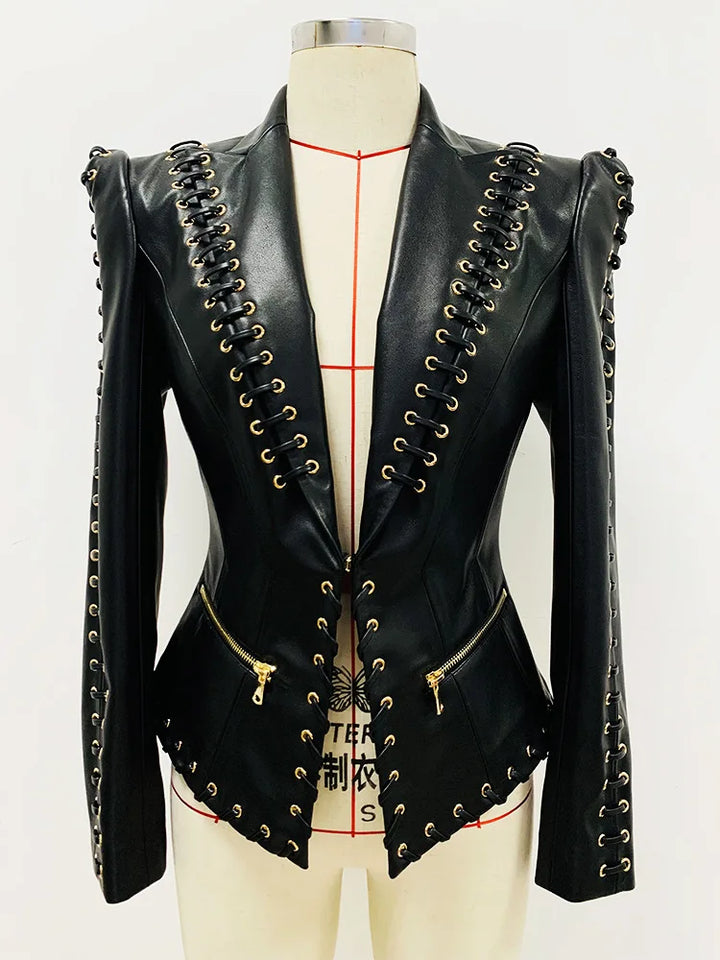 Stunning Rope Lacing Up Slim Fit Blazer