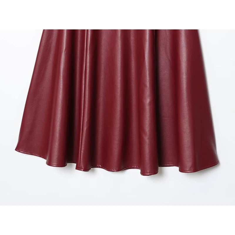 Elegant Faux Leather A-Line Skirt