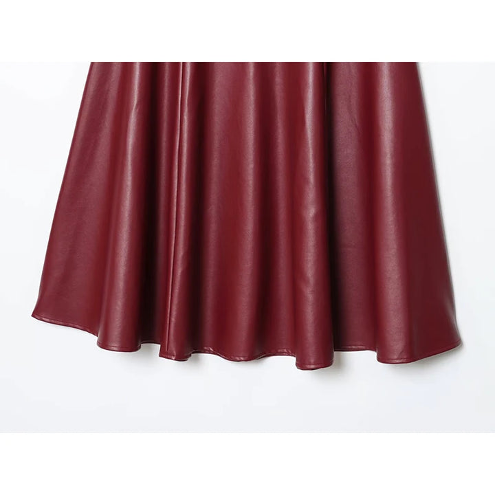 Elegant Faux Leather A-Line Skirt