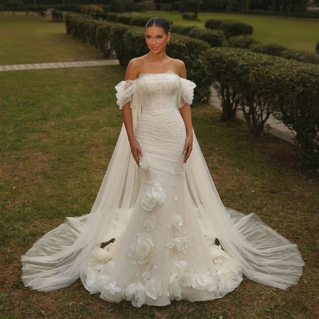 Exquisite 3D Flower Bridal Couture