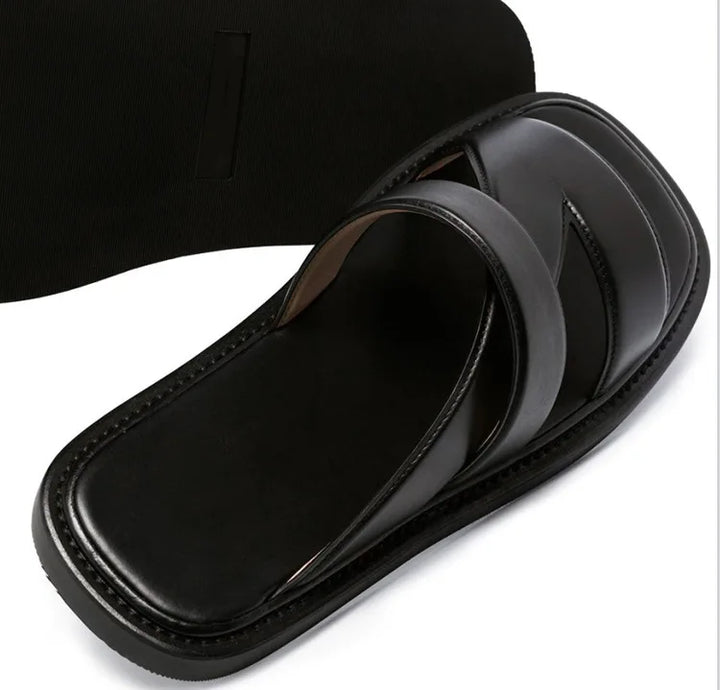 Comfortable Flat Leather Slippers