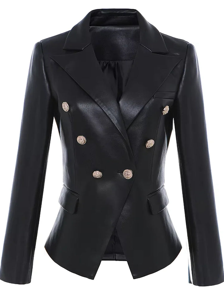 Stylish Lion Metal Buttons Blazer Jacket