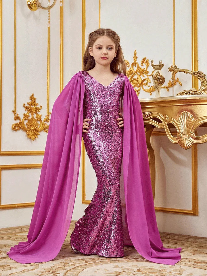 Robe de soirée en maille brillante pour fille