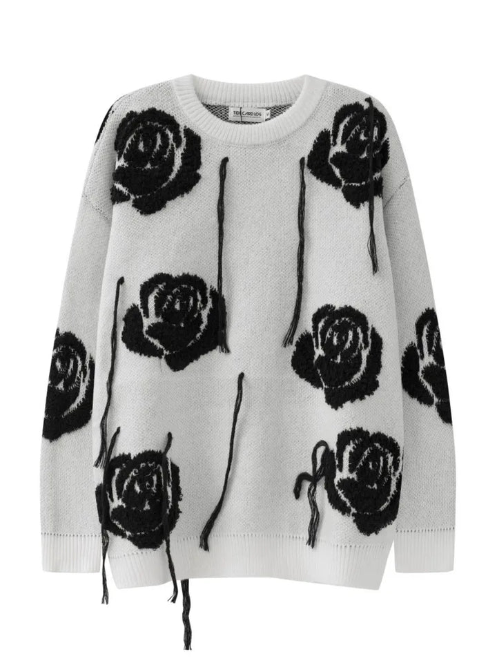 Rose Printed Women's Pullover Sweater