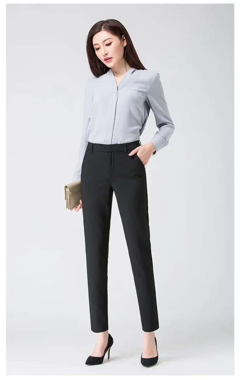 Elastic Waist Velvet Straight Trouser